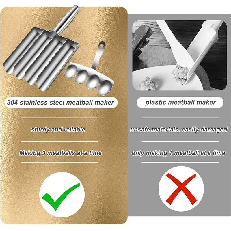 סט להכנת קציצות Non-Stick לשחרור קל - כפית קציצות ידנית לכדורי דגים ללא מאמץ - כלי מטבח אידיאלי לבישול ביתי