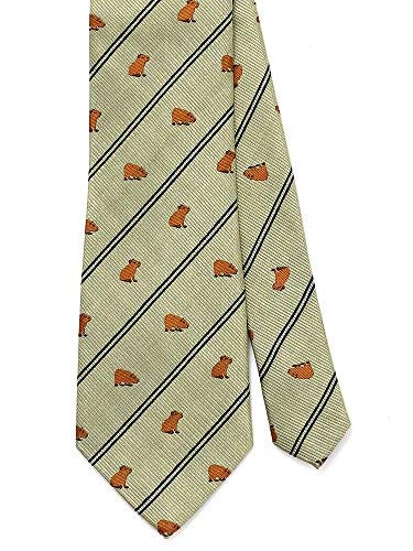 COLORATA Capybara Necktie (145 X 8.5cm / Beige/Striped / 100% Silk / Jacquard Weave) Animal/Animal Gift