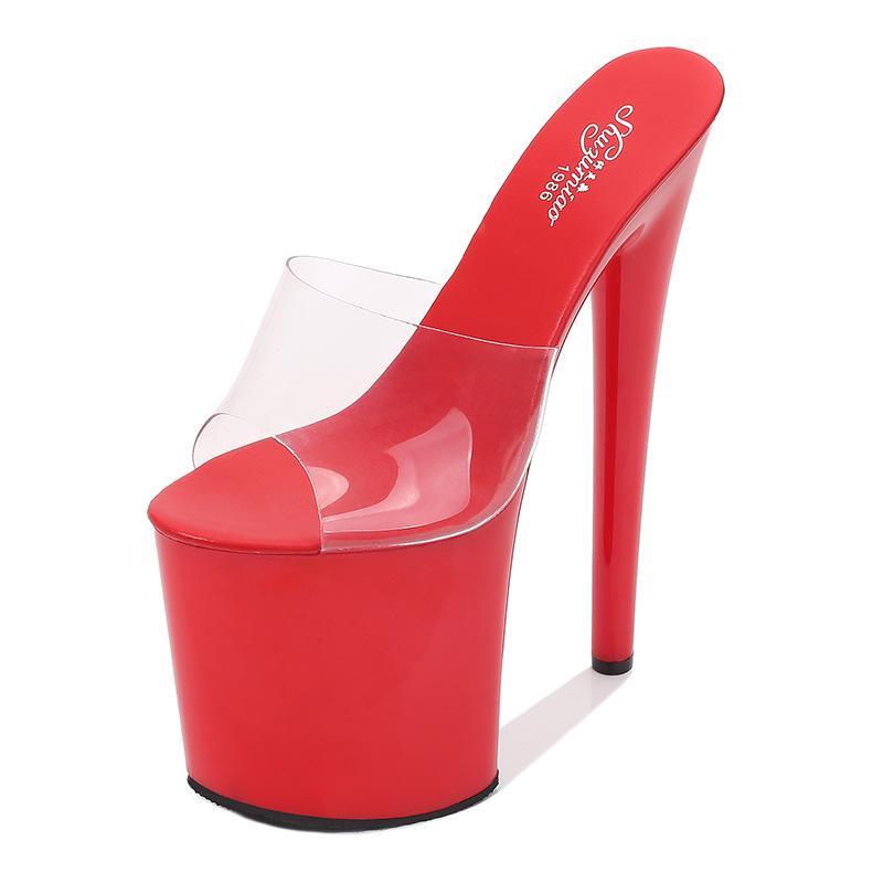 

Women s Super High Heel Slippers, 17cm/20cm Extra High Thin Heels, Waterproof Platform, Sexy Summer Sandals 43