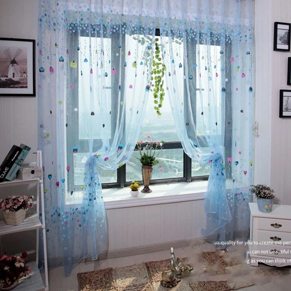 1PC Flying Balloon Tulle Curtain Window Screening Gauze Drape Balcony Voile for Home Hotel Decoration Unwashable Rod Pocket Version