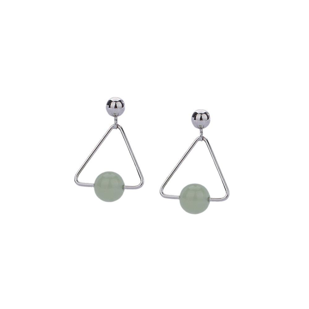 Dreieckige Ohrringe aus Hetian-Jade, sanfte und frische Mori-Superfee, einfaches Temperament, runde geometrische Perlenohrringe aus Hetian-Jaspis