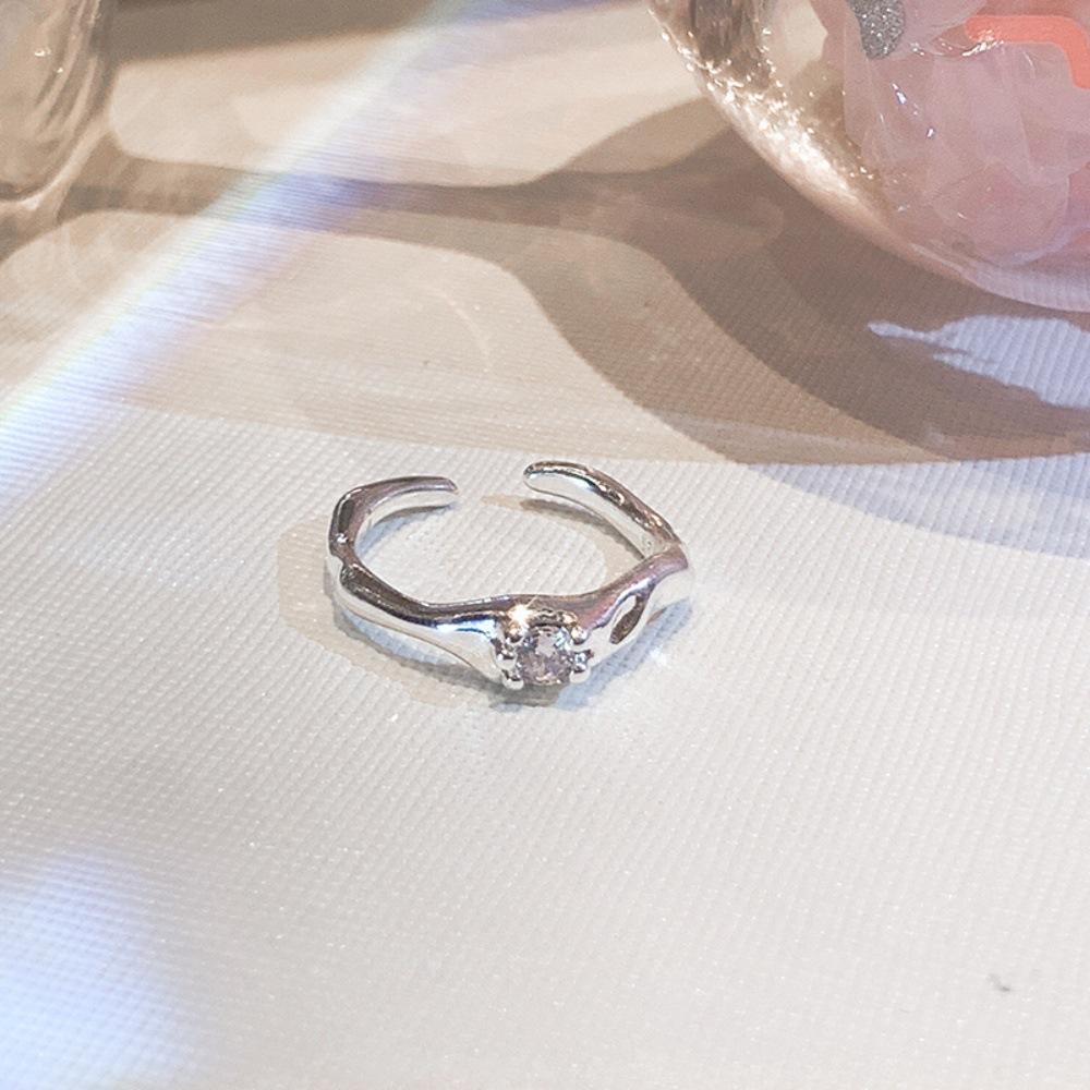 Korean plain ring, zircon ring, open index finger ring, personalized tail ring, ring.