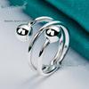 West Lake Beauty Sterling Silver Small Round Bead Open Ring - Classic Ladies' Fashion Jewelry