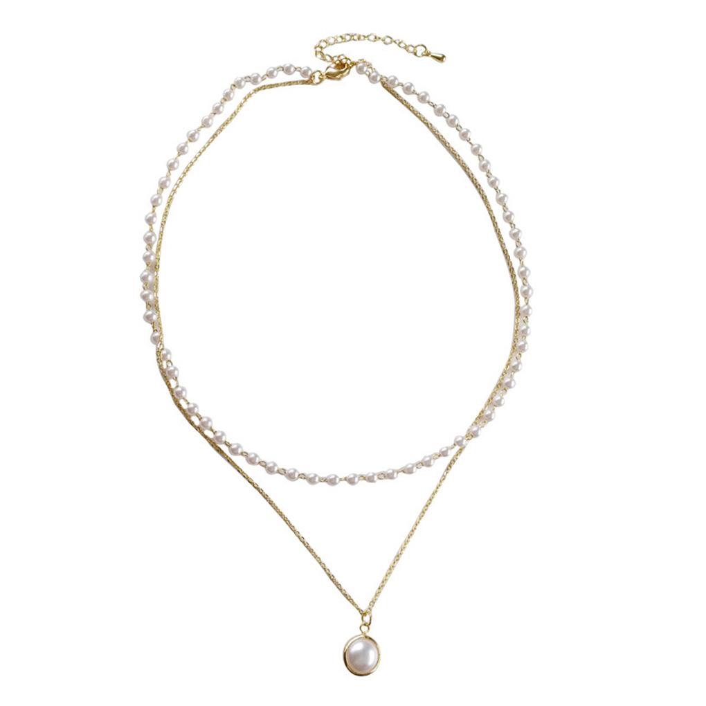 

Двухслойное ожерелье для женщин и девушек, милое ожерелье-чокер с подвеской из искусственного жемчуга, цепочка для ключицы, шейное украшение, подарок