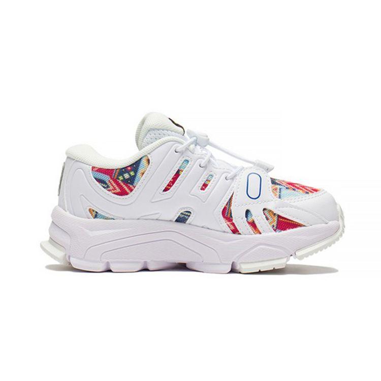 Li Ning Kids Lijun Ace Comfortable Non-Slip Shock Absorbing Wear-Resistant Casual Shoes Kids Casual Shoes White Red YKNS062-1