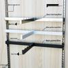 Black & White Clothing Store Stainless Steel Wall-Mounted Display Rack with Side Hooks and Shelving Brackets