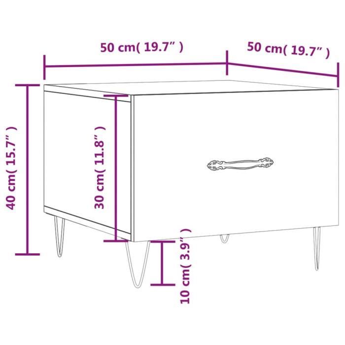 VidaXL Table basse Sonoma gris 50x50x40 cm Bois d'ingénierie 829392