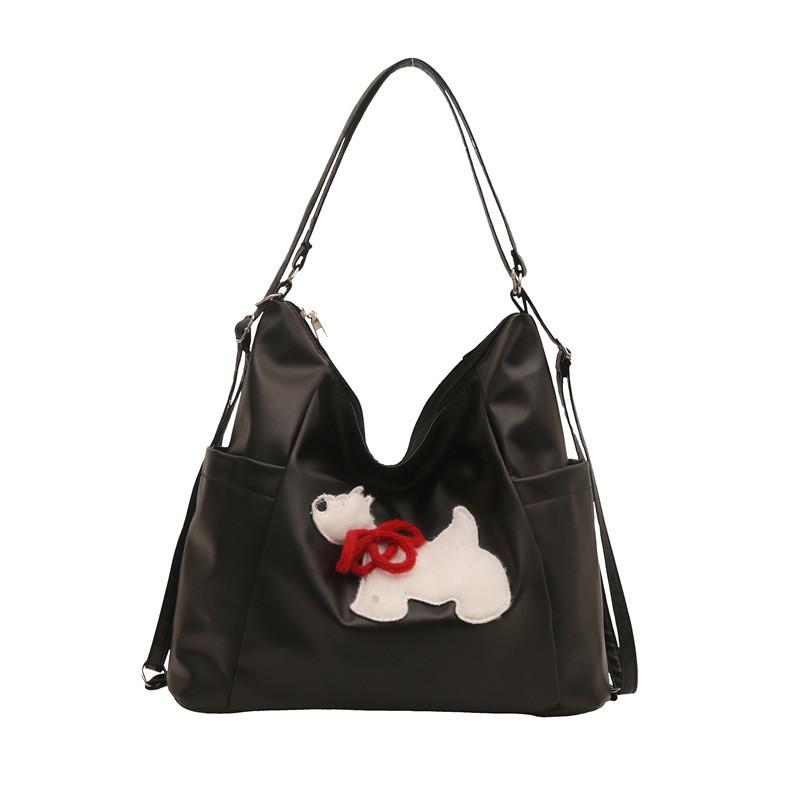 Chic Korean Style Cute Dog Tote Bag For Women With Fashionable Design In Black And Brown