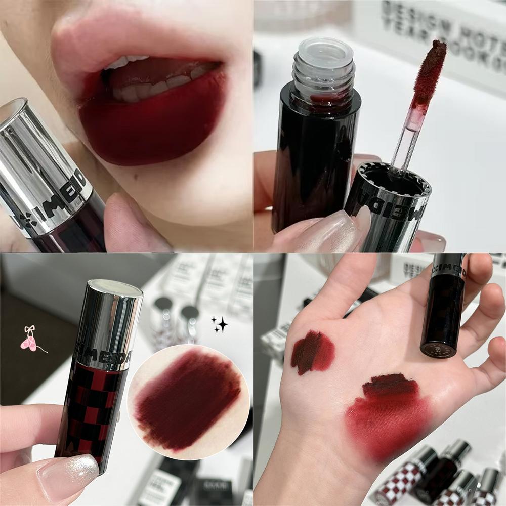 Checkered Nude Purple Matte Lip Mud Mousse Lipstick Waterproof Punk Red Velvet Lip Gloss Non-Stick Cup Lipstick Tint Lip Makeup