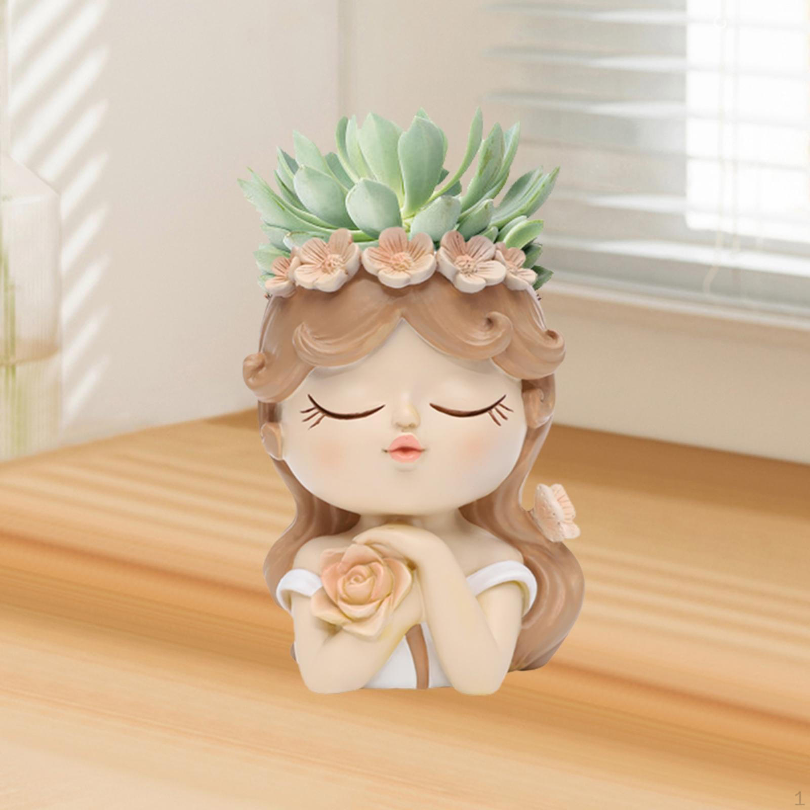 

Художественные кашпо для лица для демонстрации цветов в помещении и на улице 8x7x11cm_White Brown