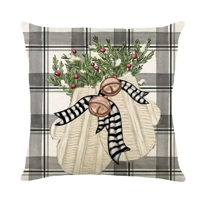 40/45cm Christmas  Cotton Linen Decorative Navidad Elk Snowman Santa Tree Cushion Cover Sofa Pillow Case