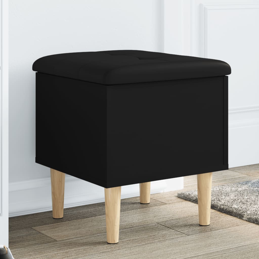 Storage Bench in Black 42 x 42 x 46 cm Engineered Wood