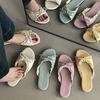 Flat-bottomed one-word tow shoes female French bow exquisite fairy style 2025 summer outer wear new non-slip cool slippers
