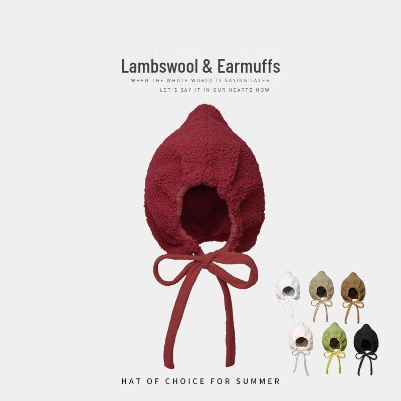 Women's Red Plush Lambskin Lei Feng Hat - Windproof, Warm, and Ear-Protecting Winter Accessory