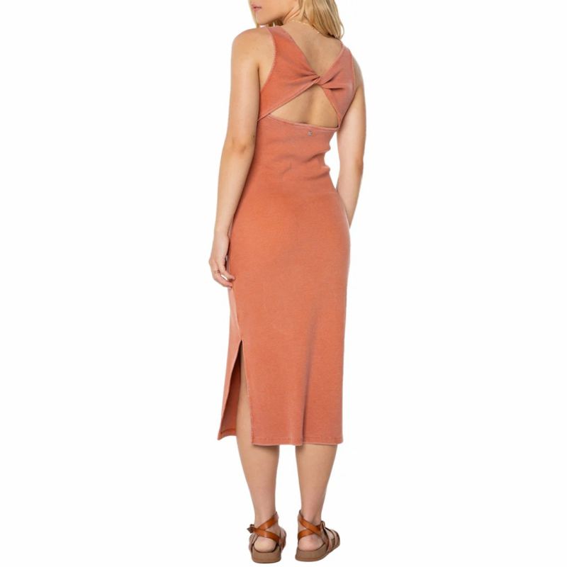 

Roxy Iron Mark Logo Wash Soft Glutinous Distressed Back Knob Hollow Design Dress Faded Carmine wash water to do the old XL