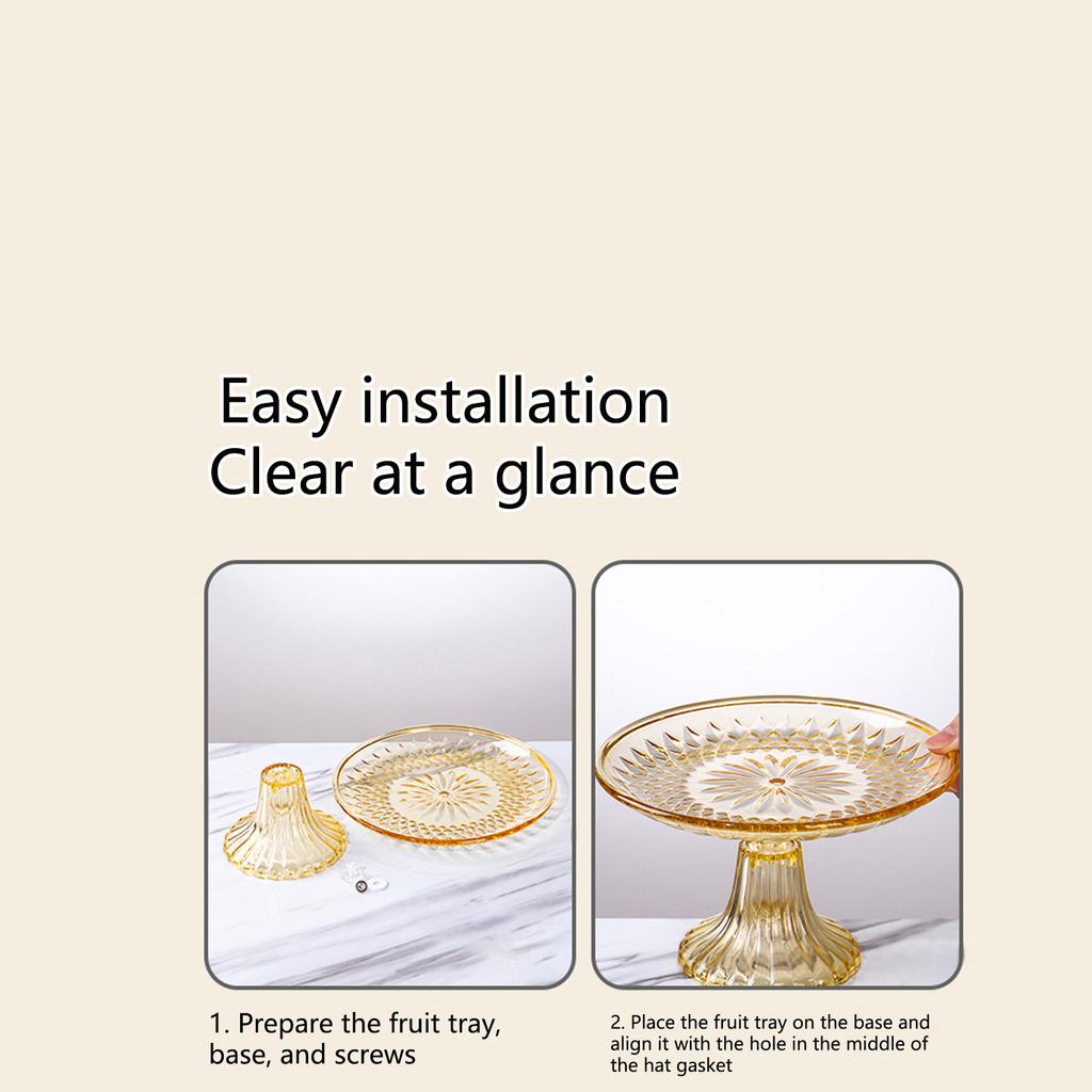 Round Cake Stand Serving Tray Shatter-proof Dessert Plate with Stand for Party Decorating Supplies