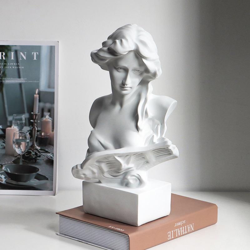 European Pianist Woman Resin Statue: Artistic Living Room Decor & Elegant Sketch Art Ornament