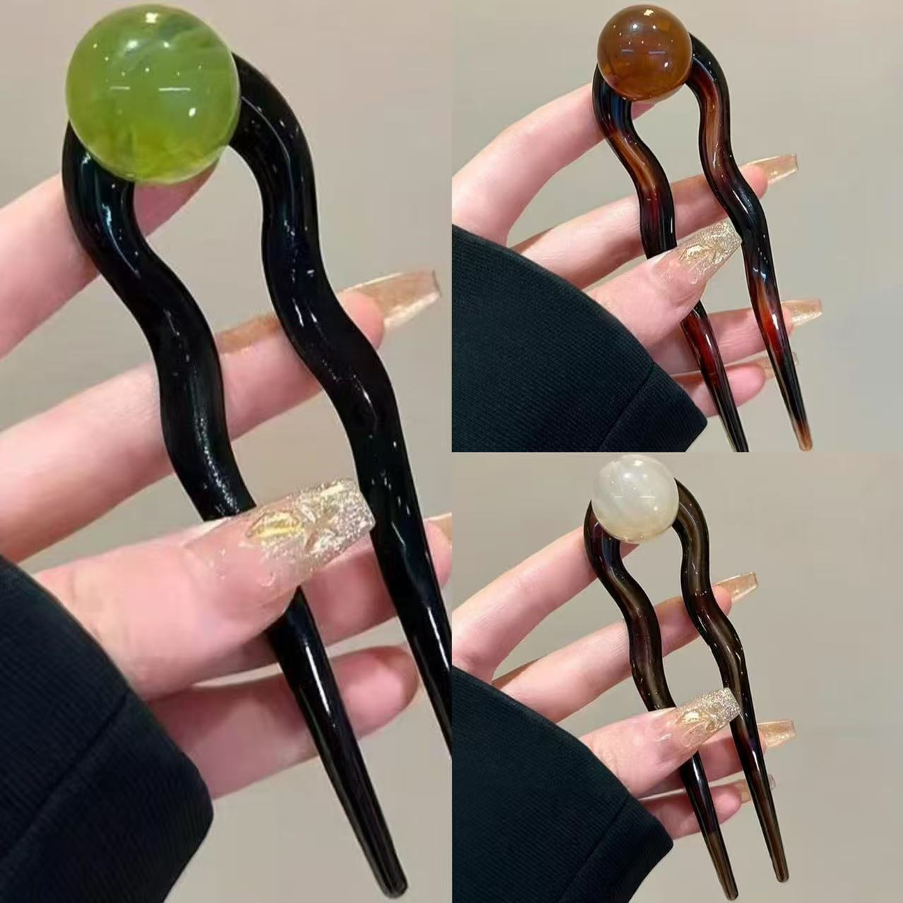 

3 шт. Новая ретро минималистичная заколка для волос в форме жемчужины Женская Высококлассная Свежий темперамент Универсальная Изысканная Повседневная