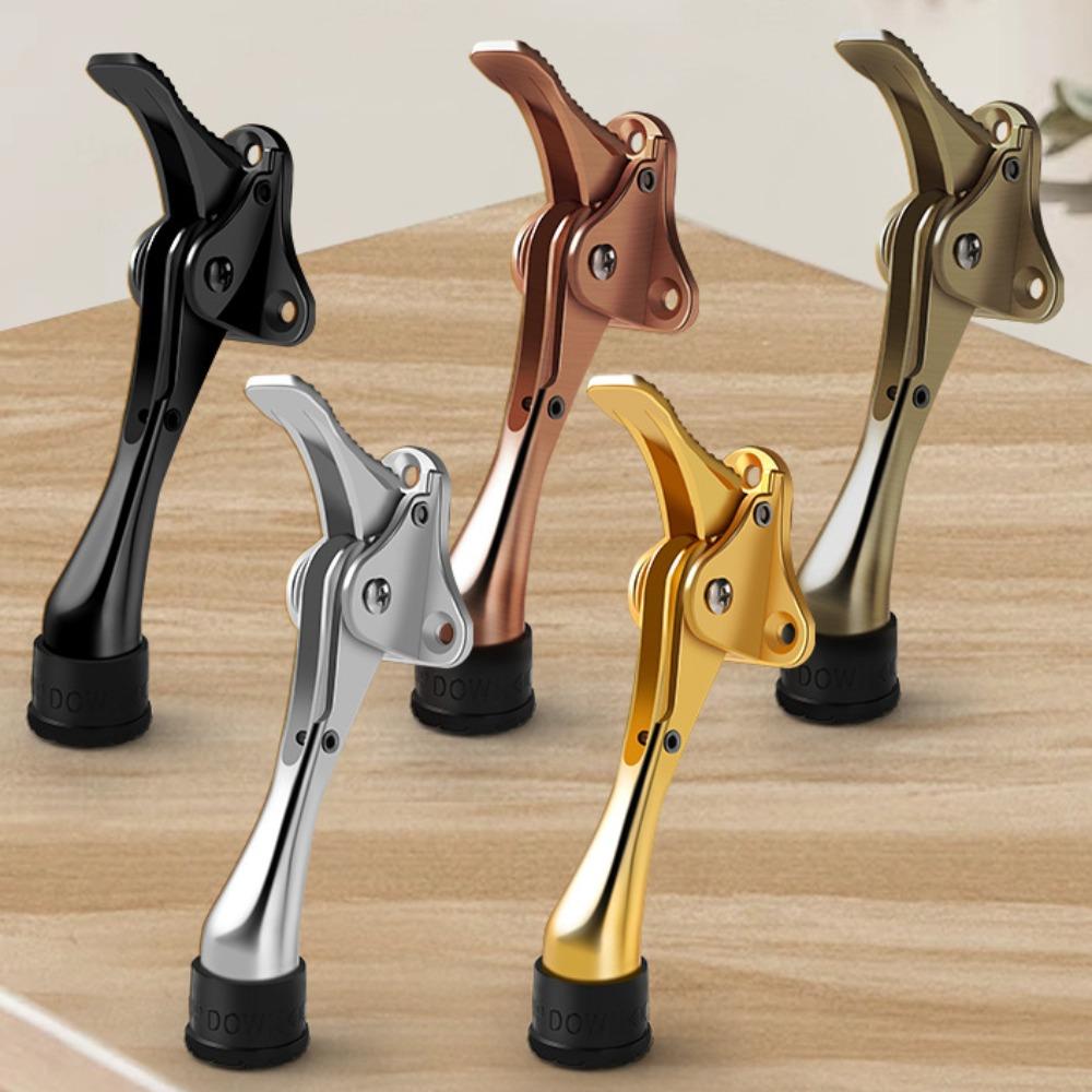 New Zinc Alloy Kick Down Door Stopper Self Adhesive Easy Pedal Door Stopper Hardware Anti Collision Floor Holder Door