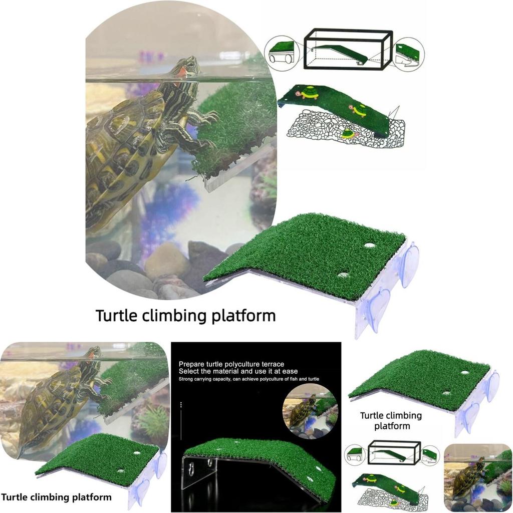 Realistic Grass Turtle Sunning Platform Abs Material Fish Tank Accessories