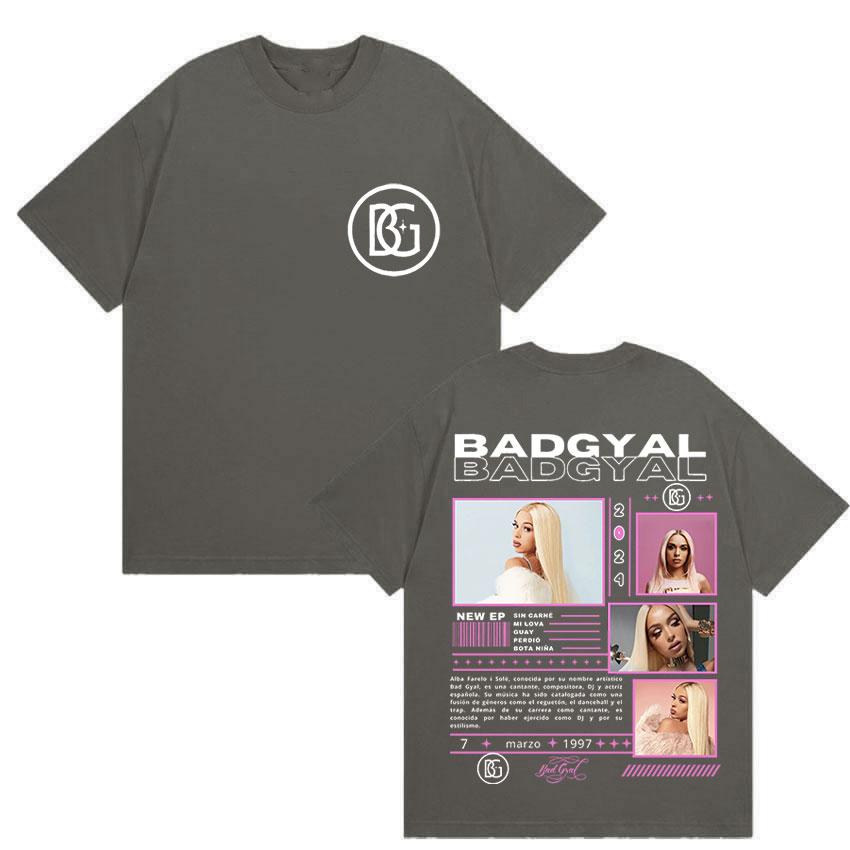 Rapper Bad Gyal Album Tour T-shirt Unisex's and Women's Summer Cotton Y2K Clothing Breathable Hip Hop Round Neck Short Sleeve Top