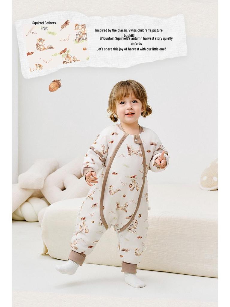 iBaby Silk-Filled Cotton Sleep Bag for Babies - Anti-kick, Split-leg Design for Spring, Autumn, Winter