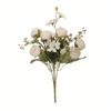 1Pc Simulation 5-pronged Golden Rose Bouquet for Outdoor Courtyard Patio Garden Wedding Decoration Home Decoration