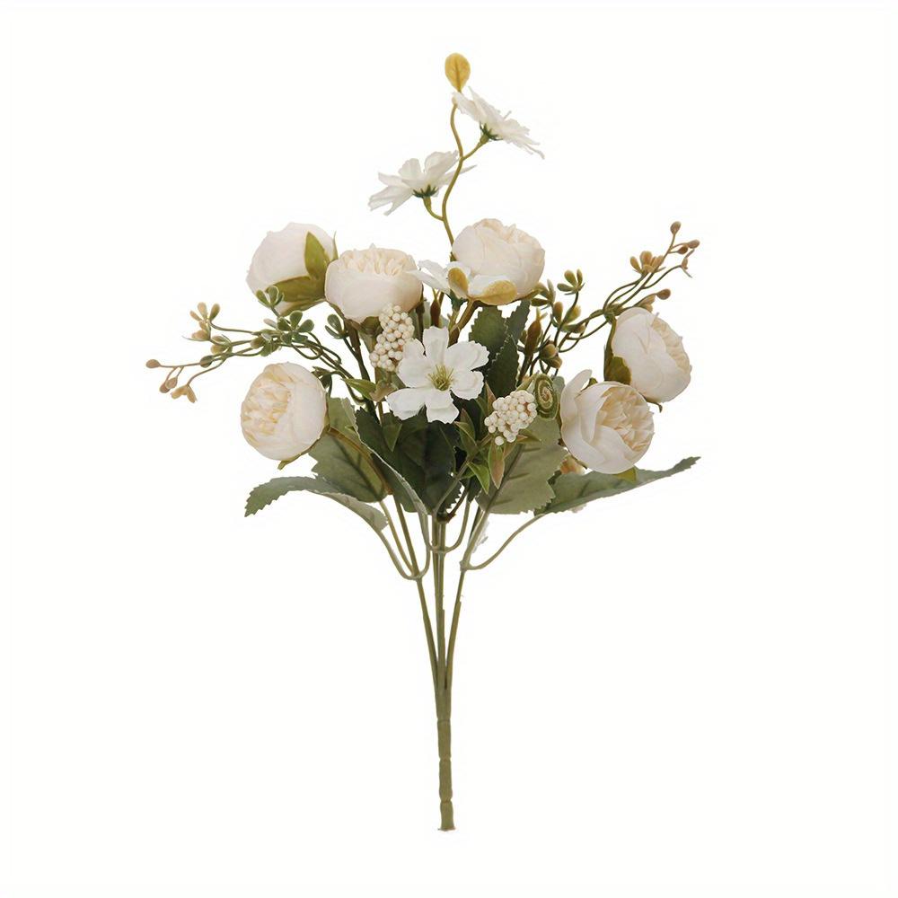 1Pc Simulation 5-pronged Golden Rose Bouquet for Outdoor Courtyard Patio Garden Wedding Decoration Home Decoration