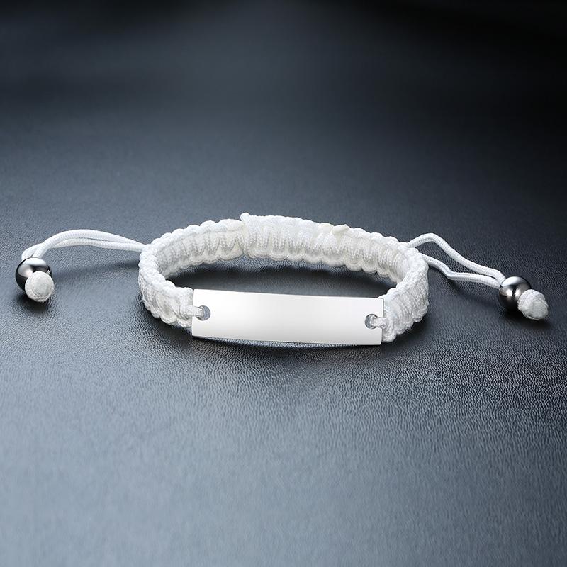 Vnox Casual Men s Braided Rope Chain Bracelets with Personalized Name Date Initial Quote Custom Engrave Length Adjustable Blank Bar