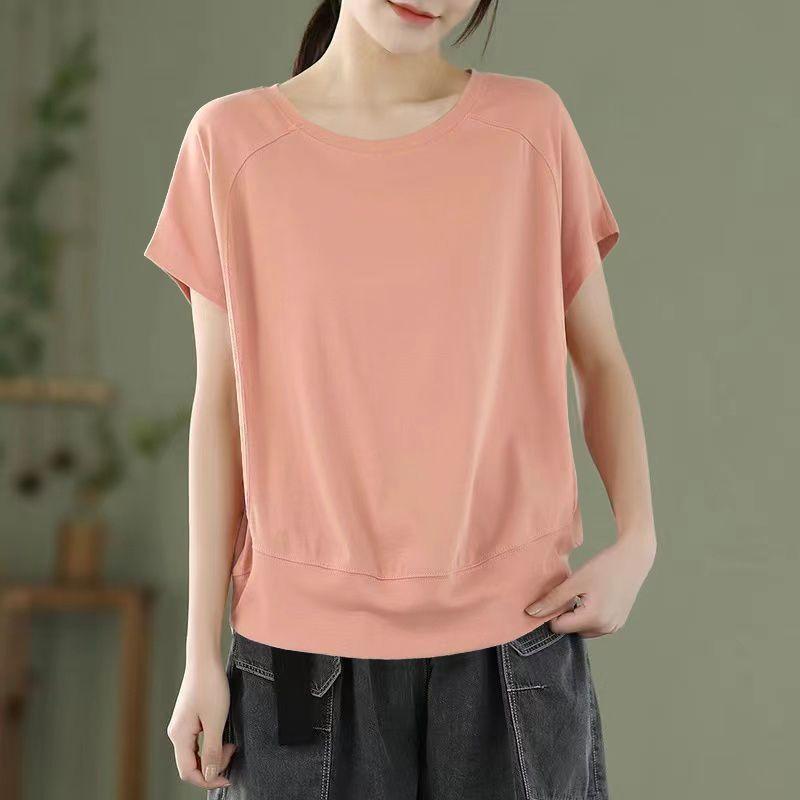 Summer Linen Short Sleeve Blouse for Women Loose Casual Top