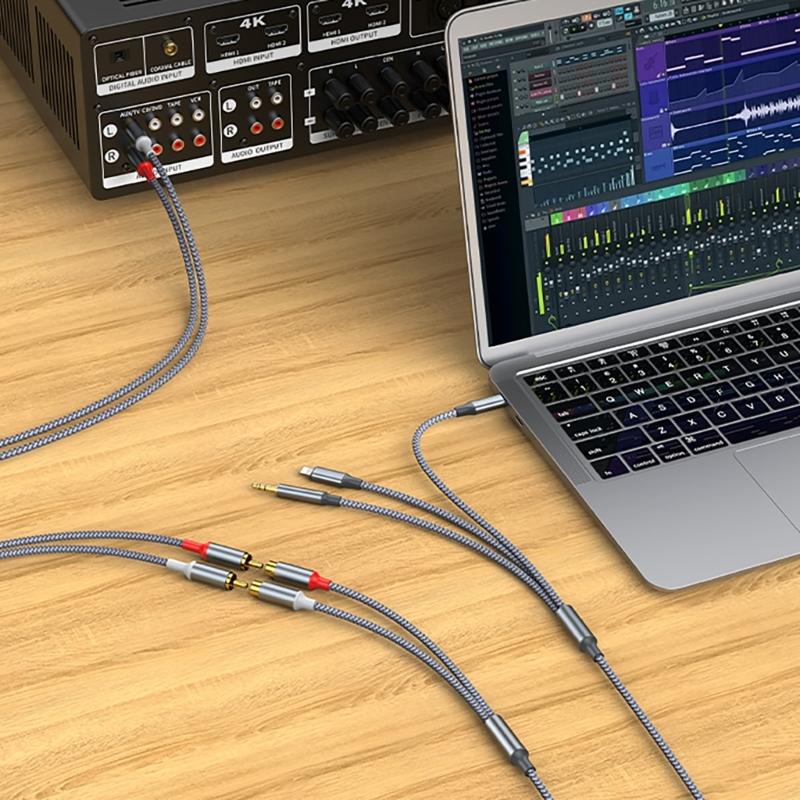 3 In 1 Auditory Cable Adapter USB TypeC 3.5mm To 2RCA for Amplifiers Stereo Sound For Home Theater Connection