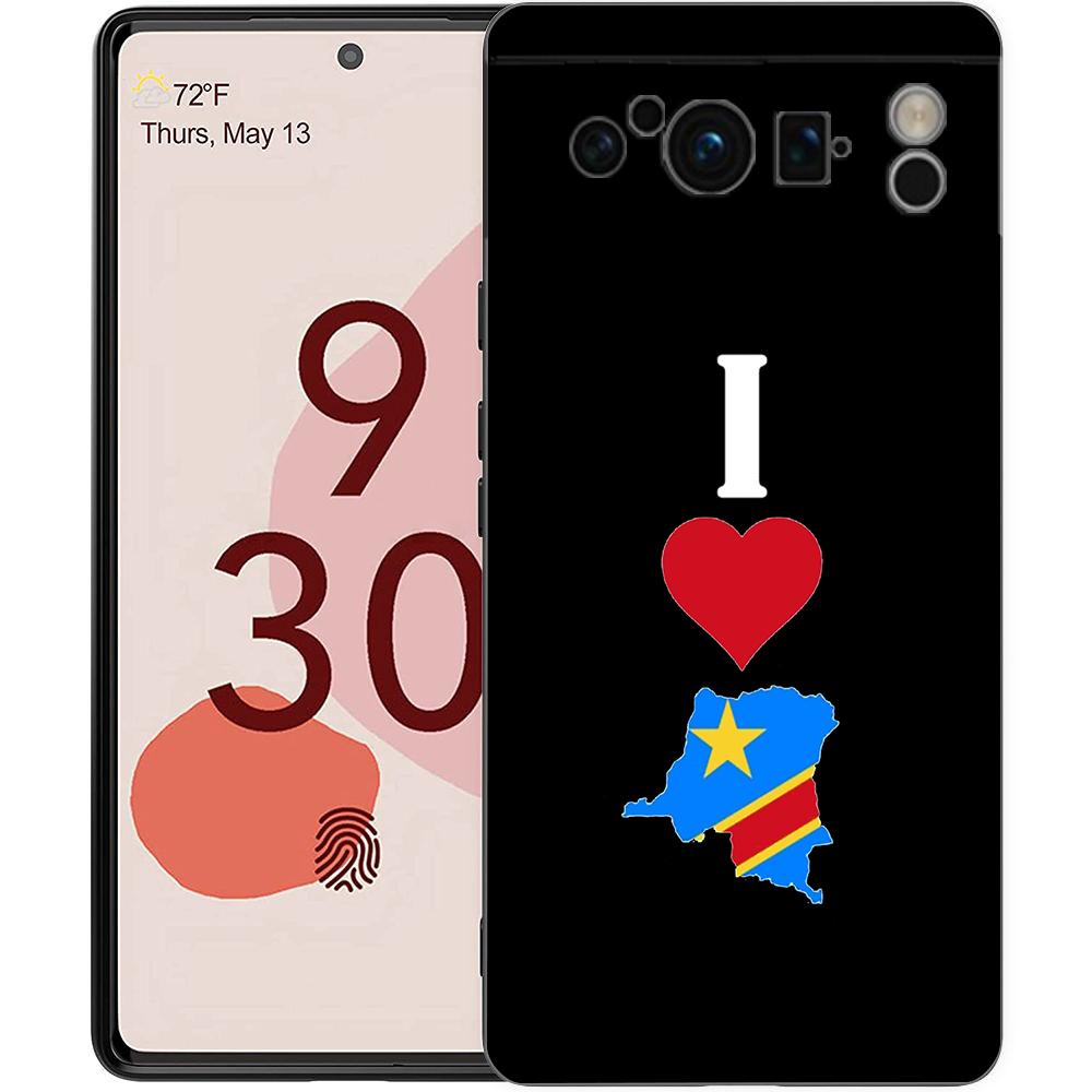 Handyhülle für Google Pixel 8 A 7 6 Pro 6A 5G Schwarz Weiche Stoßfeste Rückseite Silikon TPU Hülle Coque Kongo-Flagge