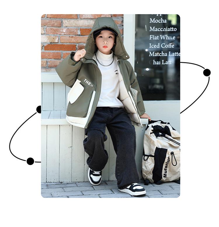 Children's Cotton Windbreaker: Boys' and Girls' Thick Hooded Autumn/Winter Jacket, 2025 New Style School Uniform for Middle & Big Kids