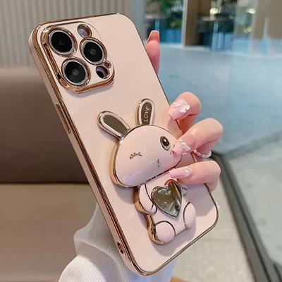 Cute Rabbit Designed for  Cute and Simple Electroplated Rabbit Holder Protective Case