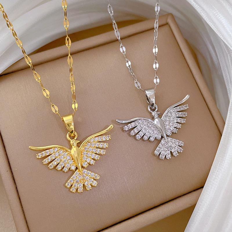 Women's Luxury Zircon Pendant Necklaces Jewelry with Stainless Steel Chain Party Birthday Necklace Earrings Fashion