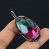 Natural Bi Color Tourmaline Gemstone Copper Wire Wrap Jewely Pendant 2.3" i3Y20