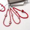 Fashion Red Acrylic Cellphone Case Chain Strawberry Bow Beaded Woman Mobile Phone Lanyard Jewelry For Anti-Drop Phone Wristband