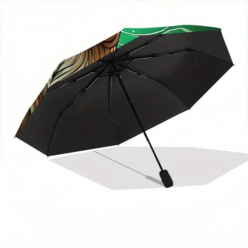 1pc Deer Forest Automatic Umbrella with 8-Rib Compact Design, Foldable & Portable for Outdoor Leisure, Everyday Use191