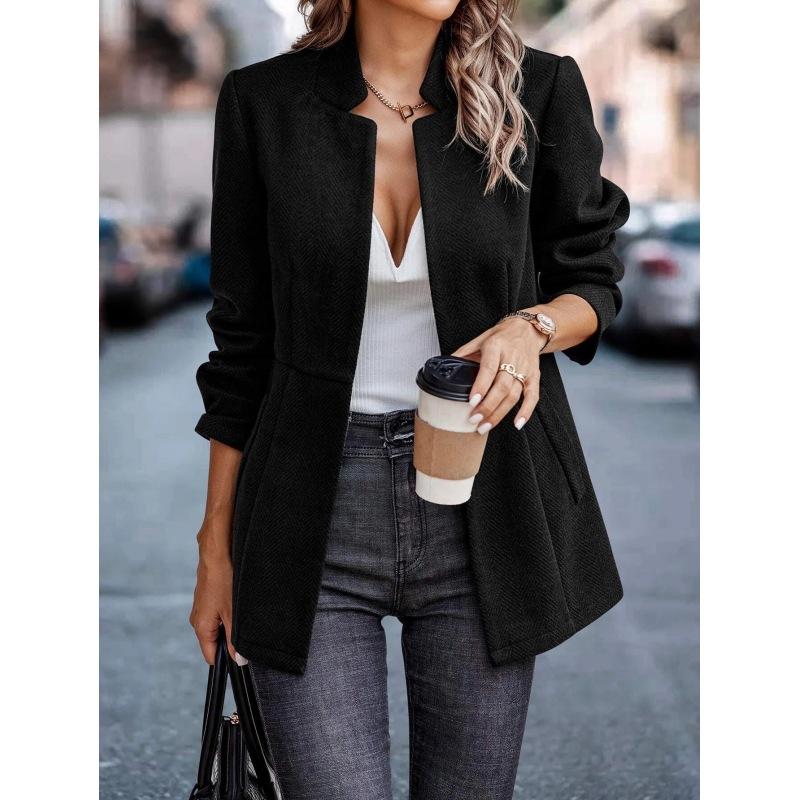Женская куртка Slim Jacquard Splicing Temperament Commuting Thickened Jacket L чёрный