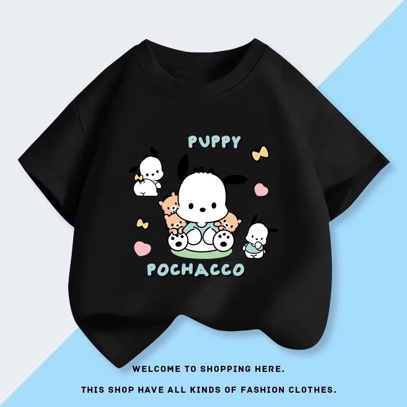Cotton Breathable Childrens Tshirt 2026 Summer New Fitness Pochacco Cartoon Printed Casual Parent Child Short Sleeve