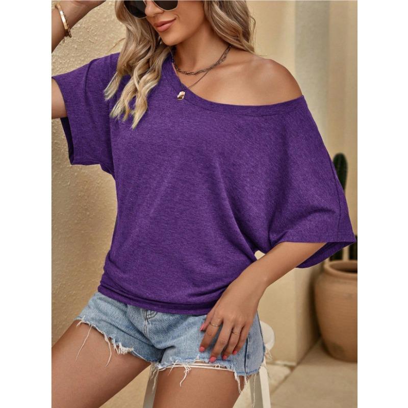 Kurzärmeliges Damen-T-ShirtV-Ausschnitt Lässiges Sommeroberteil Modisch, dünn und vielseitig