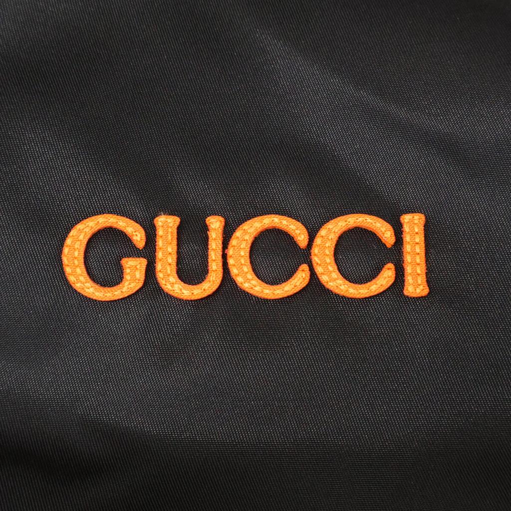GUCCI Domestic genuine 25 Stainless Steel 804964 ZAQ7F Patch logo nylon twill Jacket 44 Black x orangeUsed