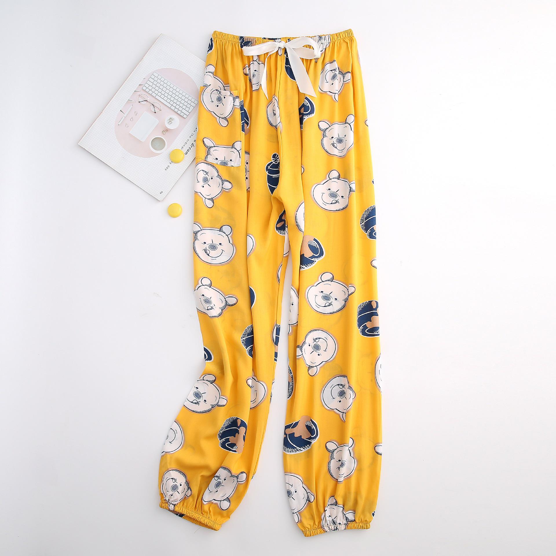 

Женские хлопково-вискозные брюки для сна с манжетами - Большой размер, Свободный крой, Для беременных, С карманами, Идеально для лета. One Size