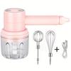 1 Set Multifunctional Electric Garlic Masher & Egg Beater 2-in-1 Set - Rechargeable, Portable, Handheld Mixer & Mini Meat Grinder - USB Charging