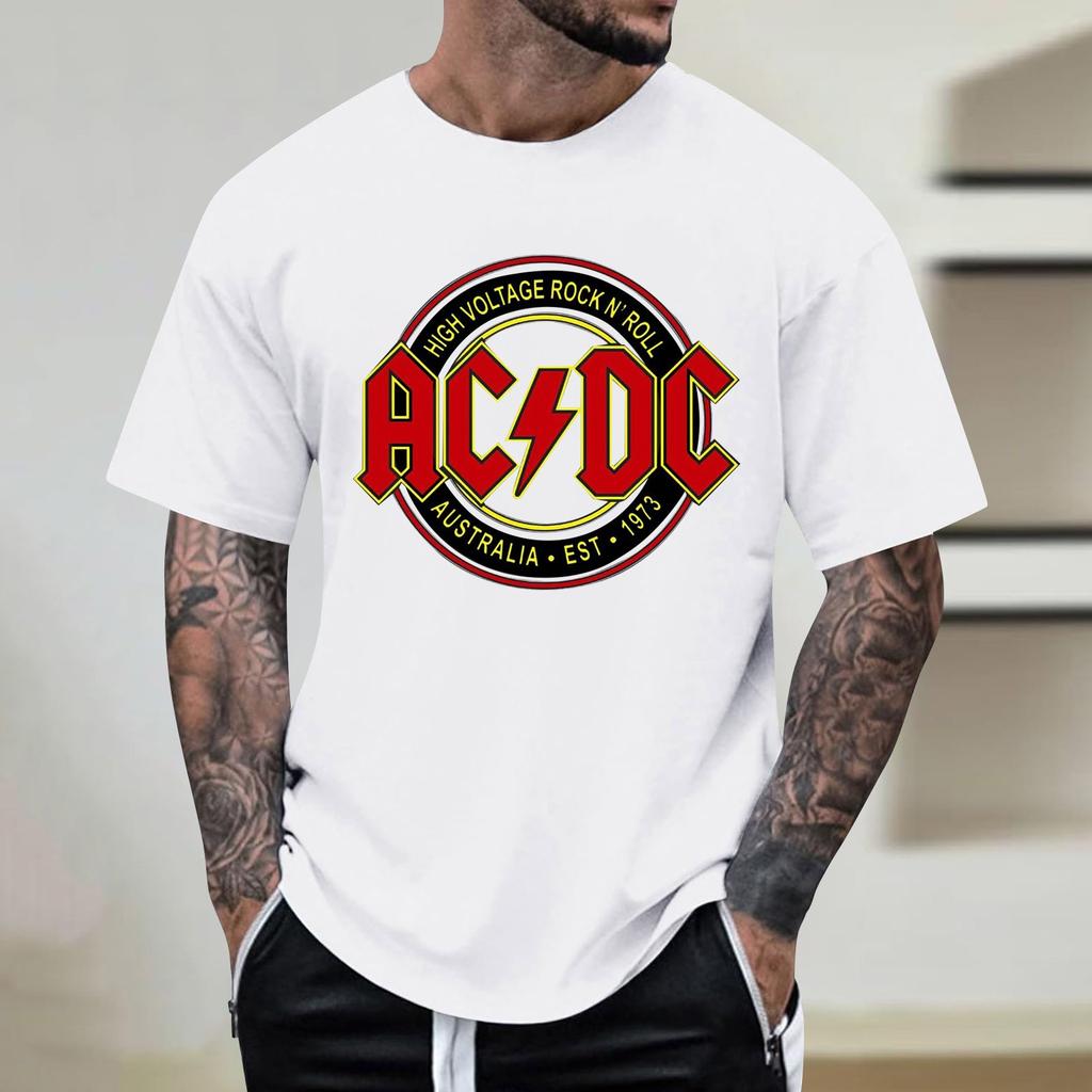 Summer Men's T-shirt 3D Letters Printing Round Neck Short Sleeve T-shirt