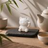3D Printed Luck Cat Statue, Cute White Maneki Figurine, Matte White Mini Fortune Cat Ornament for Home Desk Bedroom Decor, Holiday Birthday