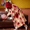 Winter-Pyjama für Damen, Erdbeer-Cartoon, lange Robe mit Kapuze, Jacke, süße Homewear, Nachtwäsche, Kawaii, Flanell, warm, bequem, Bademantel
