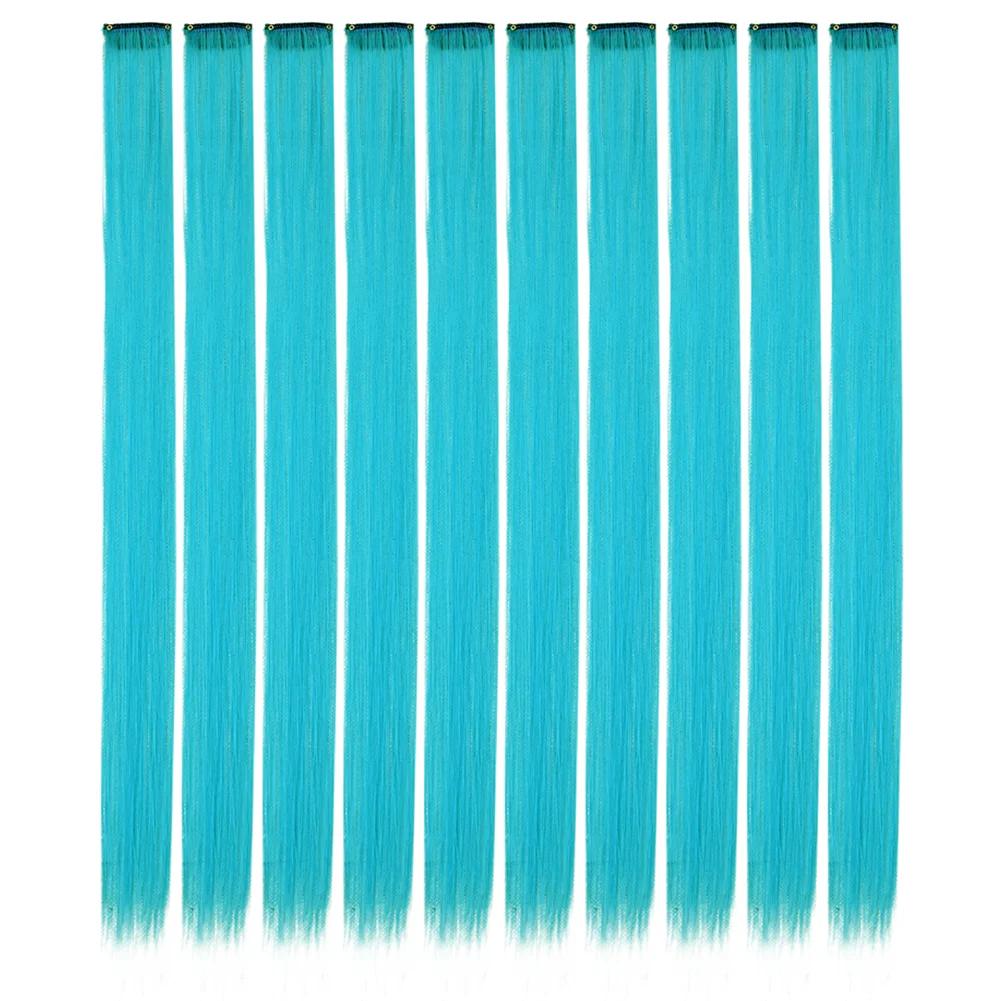 10PCS/Pack Colored Party Highlights Clip in Hair Extensions for Girls 18 Inches Omber colors Straight Hair Synthetic 2027