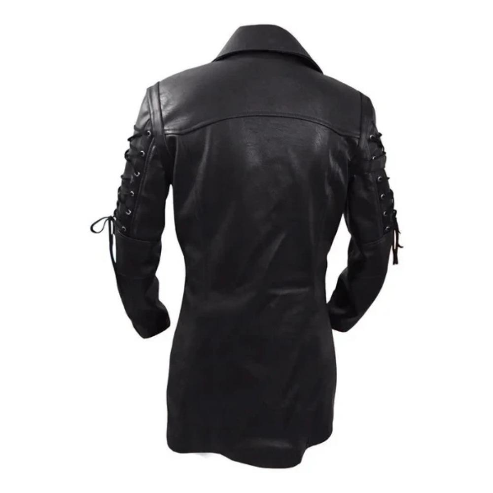 Steampunk Men's Gothic Trench Coat Leather Jacket Punk Style Biker Jacke Autumn Winter Motocycle Jacket