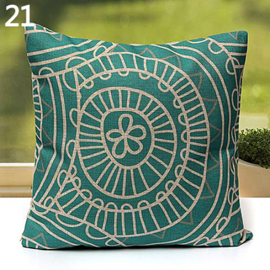 Talos Home Decor Vintage Geometric Flower Cotton Linen Throw Pillow Case Cushion Cover